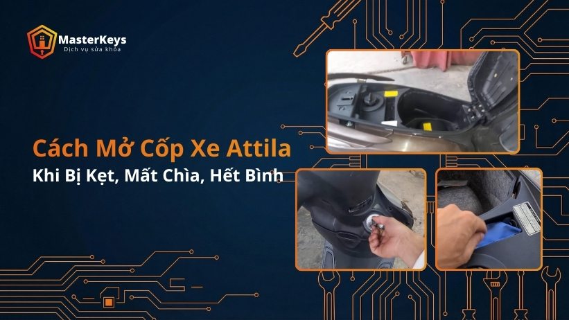 Cách Mở Cốp Xe Attila Khi Bị Kẹt, Mất Chìa, Hết Bình