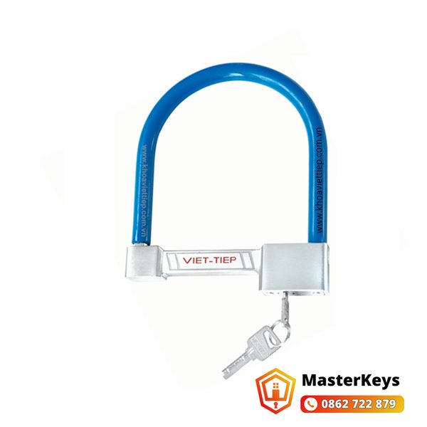 Khóa xe máy chữ U Việt Tiệp 06975 càng bọc nhựa xanh kèm 2 chìa