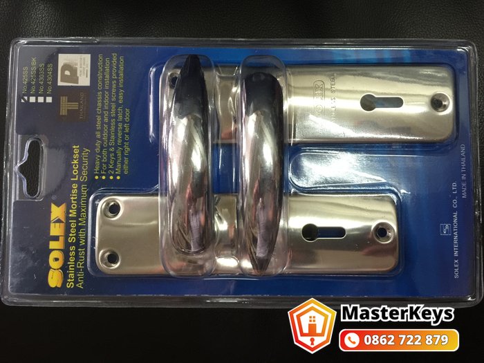 Khóa tay gạt âm cửa Solex inox Mortise Lockset trong vỉ chính hãng