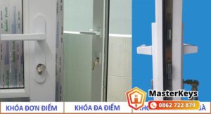 khóa đa điểm cửa eurowindow và khóa đơn điểm trên cửa nhựa lõi thép uPVC