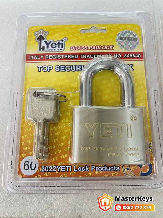 Ổ khóa Yeti 60mm thân mạ chrome kèm chìa khóa