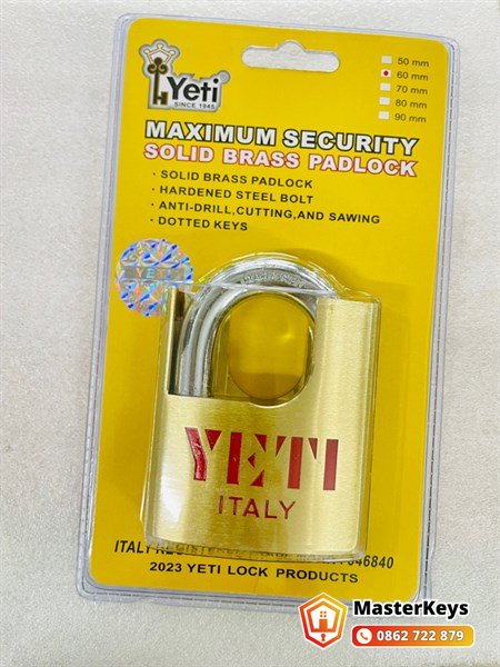 Ổ khóa Yeti thân đồng 60mm có tốt không, vỉ ghi solid brass padlock