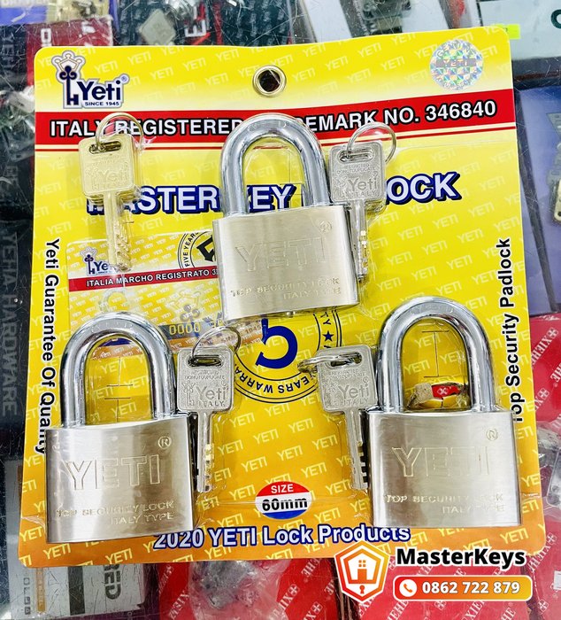 Bộ 3 ổ khóa Yeti master key dùng chung một chìa chủ
